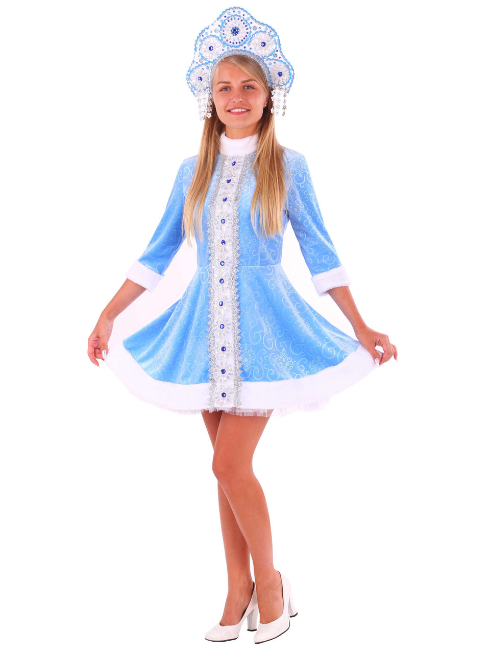 Карнавальный костюм Снегурочка Лиза для взрослых Пуговка 3021 к-21 - фото 1 - id-p168442238