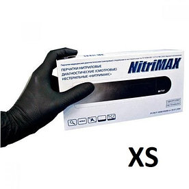 Перчатки NitriMax нитриловые черные размер XS 100 шт, (50пар)