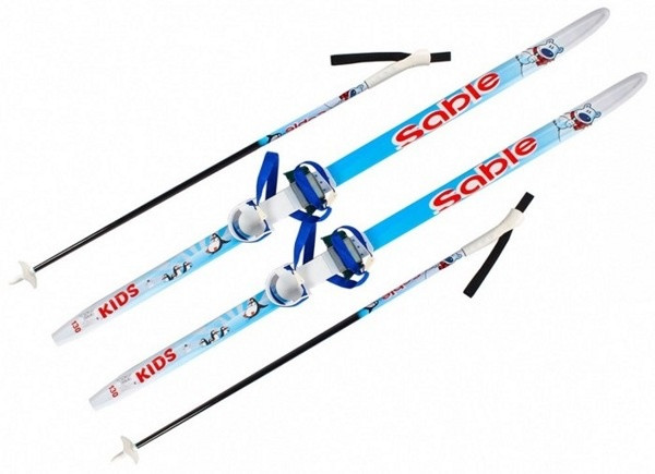 Лыжи беговые 130 см с палками STC детские с комбинированным креплением и палками - фото 1 - id-p71917452