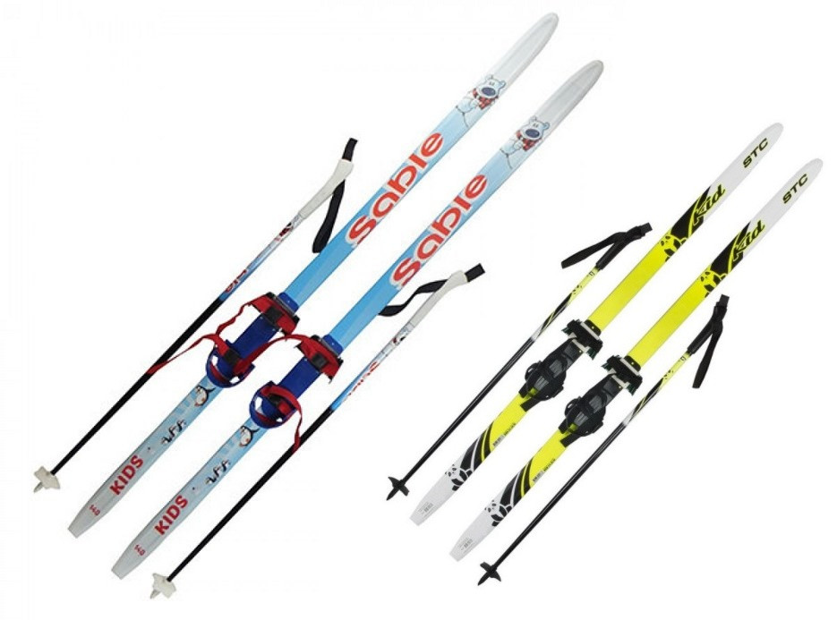 Лыжи беговые 140 см с палками STC детские с комбинированным креплением и палками - фото 1 - id-p71918217