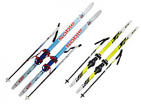 Лыжный комплект STC 140 см с палками и с полужесткими креплениями