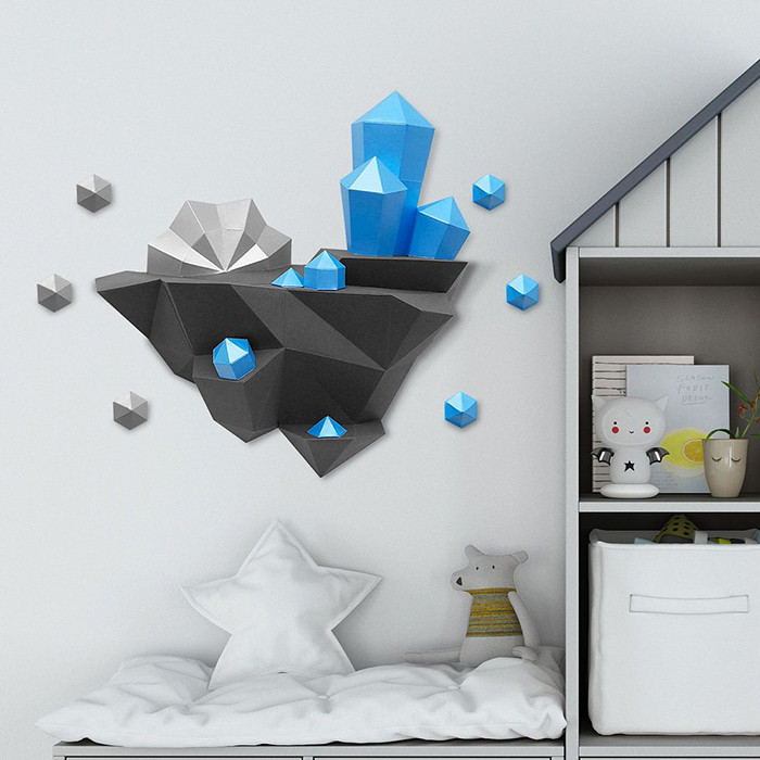 Остров с кристаллами (лазурный). 3D конструктор - оригами из картона - фото 2 - id-p168448873