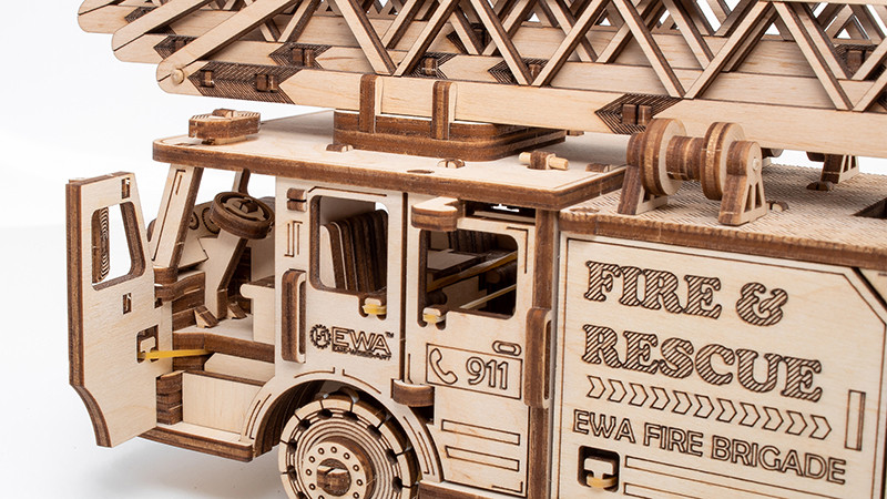 Пожарная Машина. Деревянный пазл 3D - конструктор EWA - фото 4 - id-p168449476