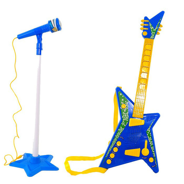 Детская электро гитара Rock Star с микрофоном на стойке 6969-32 - фото 3 - id-p168464375