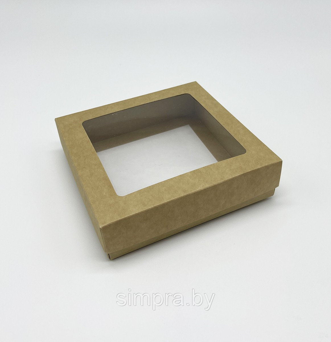 Коробка 110x110x30 мм Крафт с окном - фото 1 - id-p168473943