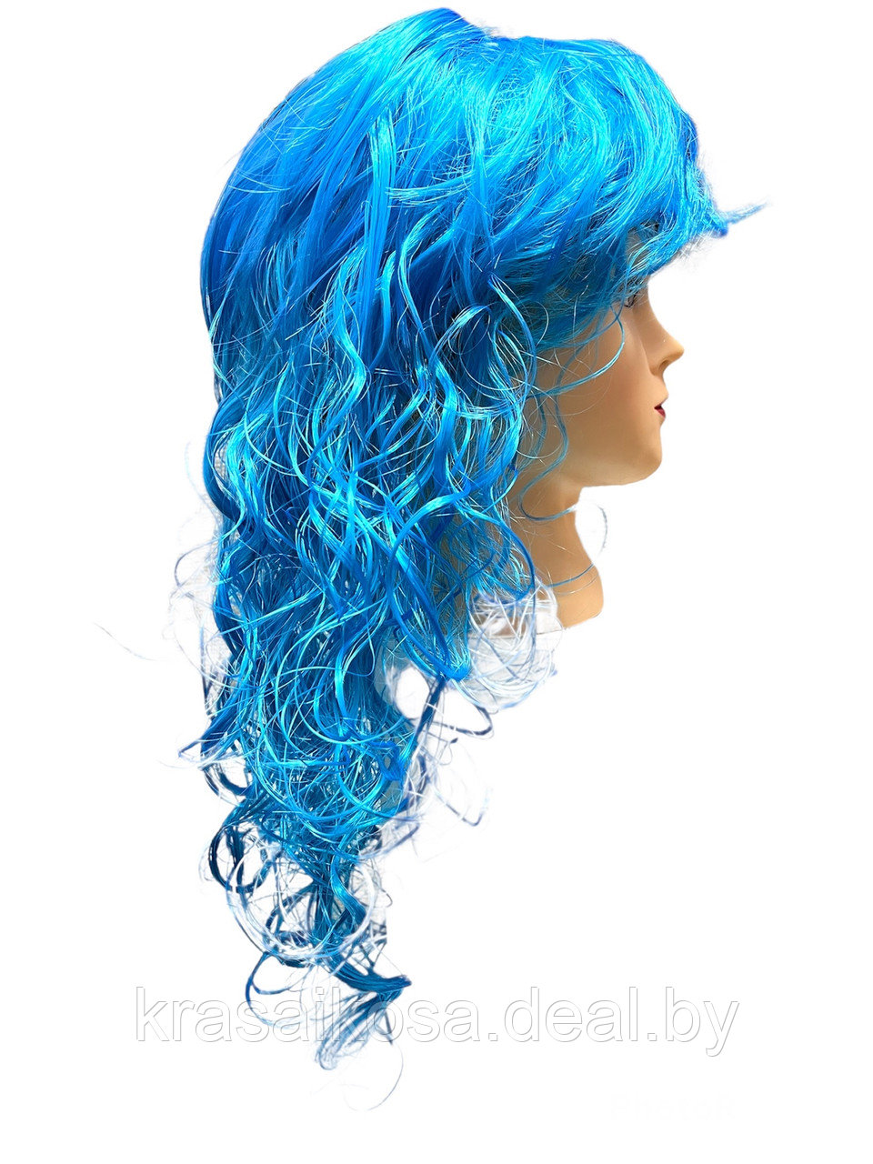 Парик цветной карнавальный искусственный волнистый маскарадный Голубой - фото 1 - id-p168442339