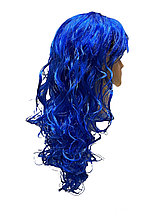 Парик цветной карнавальный искусственный волнистый маскарадный Синий