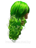 Парик цветной карнавальный искусственный волнистый маскарадный Зеленый