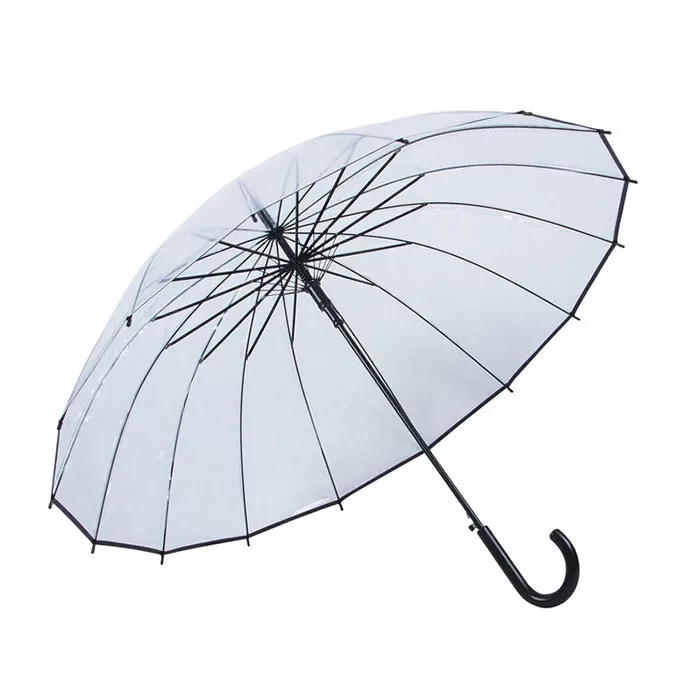 Прозрачный зонт-трость фирмы Umbrellas (полуавтомат, в чехле, 16 спиц) - фото 1 - id-p161212305