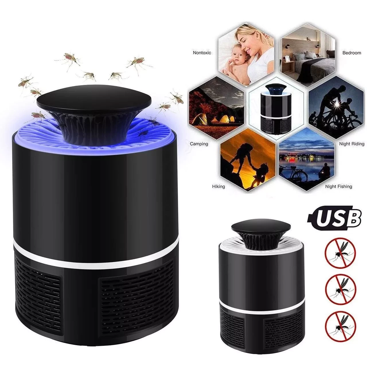 Электрическая лампа ловушка для насекомых Mosquito Killer Lamp NOVA NV-818 USB (Лампа от комаров) - фото 1 - id-p127908521