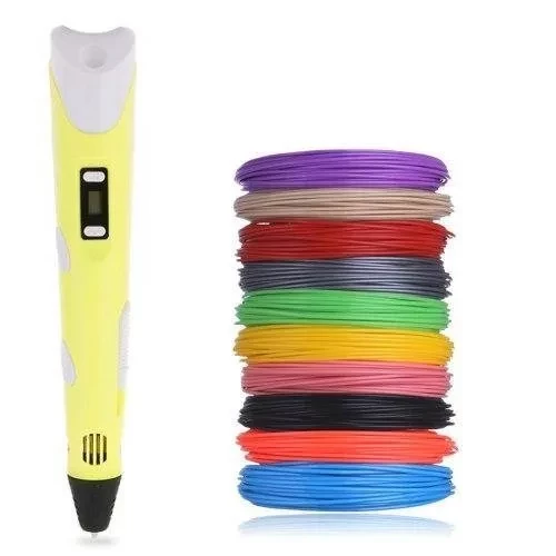 3Д ручка 3D Pen 5 c LCD дисплеем, трафаретами и игрушкой "LOL" (жёлтый) - фото 3 - id-p143514674