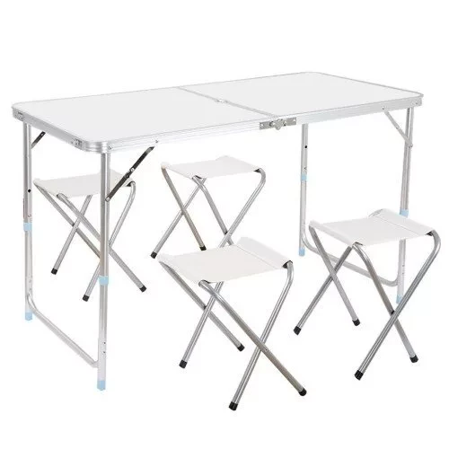 Раскладной стол для пикника и 4 стула FOLDING TABLE (белый) - фото 1 - id-p154606421