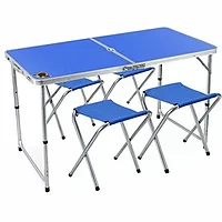 Раскладной стол для пикника и 4 стула FOLDING TABLE (синий)