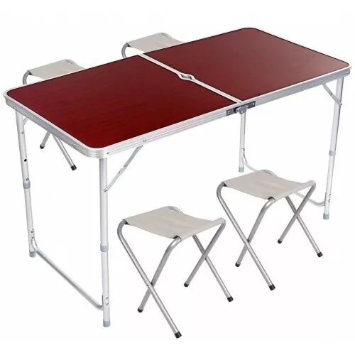 Раскладной стол для пикника и 4 стула FOLDING TABLE (коричневый) - фото 1 - id-p154606420