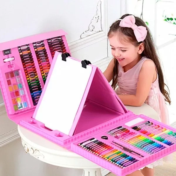 Набор для рисования "Юный художник" с мольбертом 208 предметов (Розовый) - фото 6 - id-p142398600