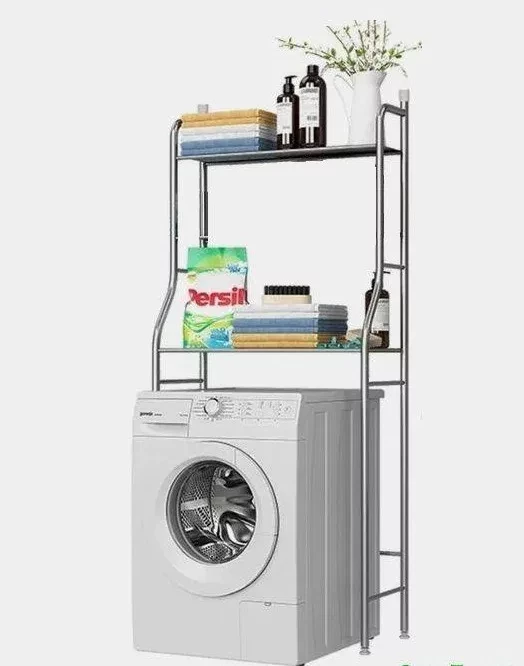 Стеллаж для ванной над стиральной машиной двухуровневый Washing Machine Rack (Белый) (шир. 65 см.) - фото 1 - id-p168489369