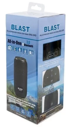 Блютуз-колонка BLAST BAS-590, FM, Bluetooth 3.0, microSD, USB, 10Вт, чёрный - фото 2 - id-p118518926