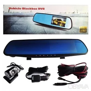 Зеркало-видеорегистратор с камерой заднего вида Vehicle Blackbox DVR, фото 2