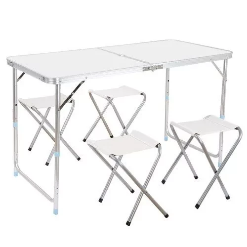 Раскладной стол для пикника и 4 стула FOLDING TABLE (белый) - фото 1 - id-p154667274