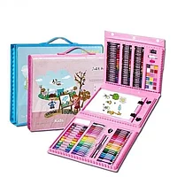 Набор для рисования "Юный художник" с мольбертом 208 предметов (Розовый)