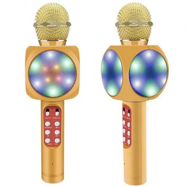 Беспроводной оригинальный караоке-микрофон с колонкой WSTER WS-1816 Gold (золотой) - фото 2 - id-p143610661