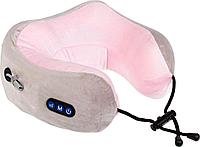 Дорожная подушка-подголовник для шеи с завязками, серо-розовая, фото 1