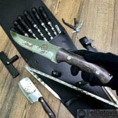 Колчан кожаный Набор для шашлыка и гриля Кизляр России 12 предметов  Black Скорпион