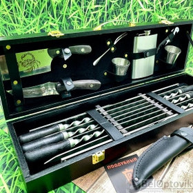 Набор для шашлыка и гриля в чемодане Царский 9 Кизляр России 16 предметов Black Скорпион