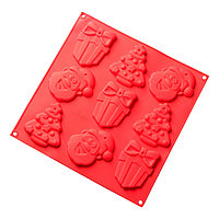 Форма для льда и шоколада Подарки под ёлкой (Китай, 30х30см, 9 ячеек )