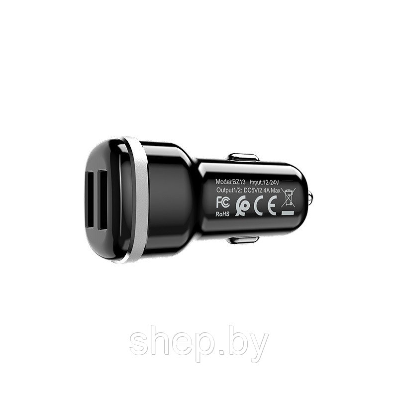 Автомобильное ЗУ BOROFONE BZ13 (2USB: 5V/2.4A) цвет: черный - фото 2 - id-p168525822