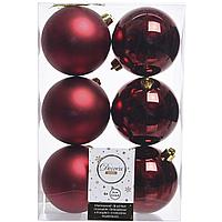 Набор новогодних шаров 8 см темно-рубиновые 022053