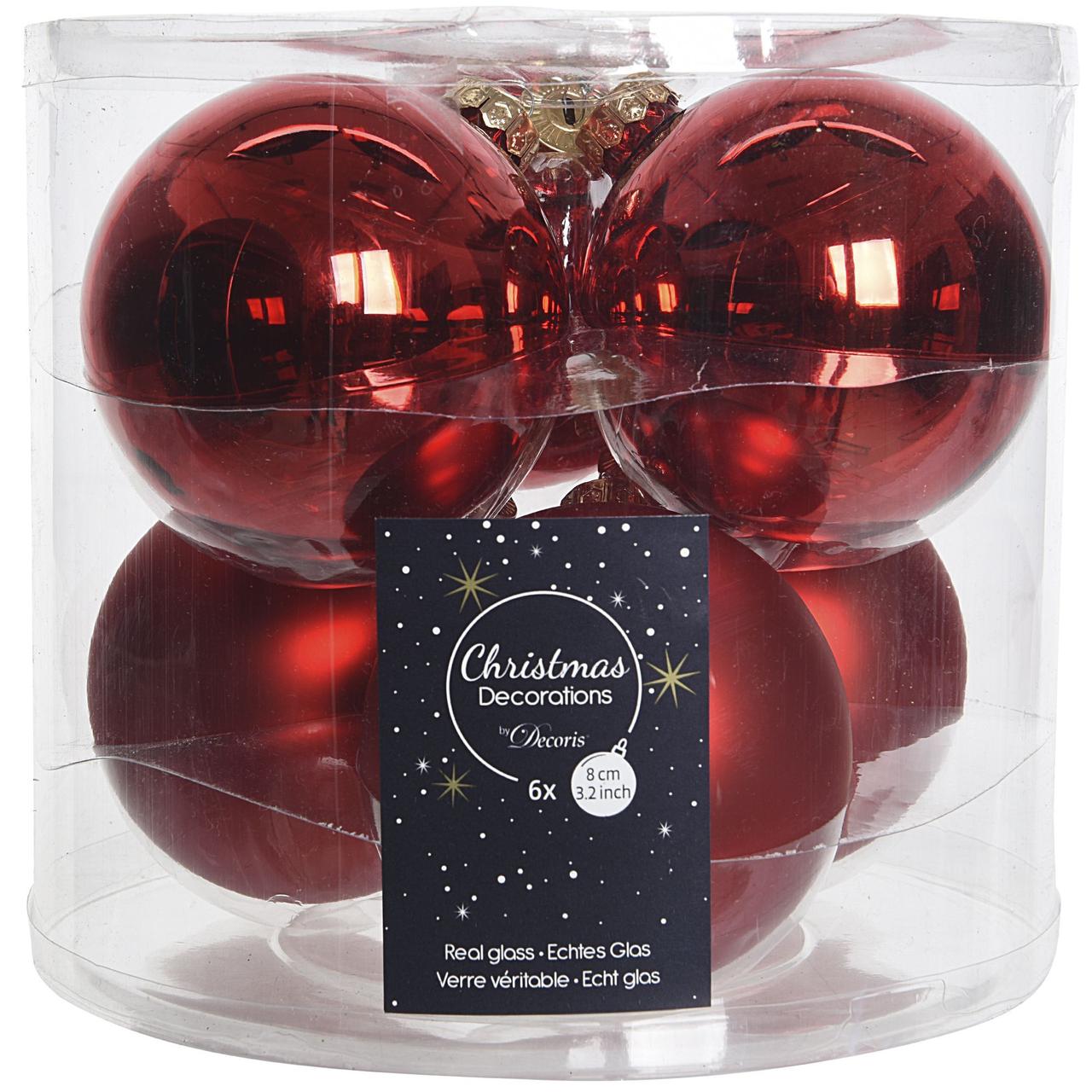 Набор новогодних шаров 8 см красные 140180 - фото 1 - id-p168532478