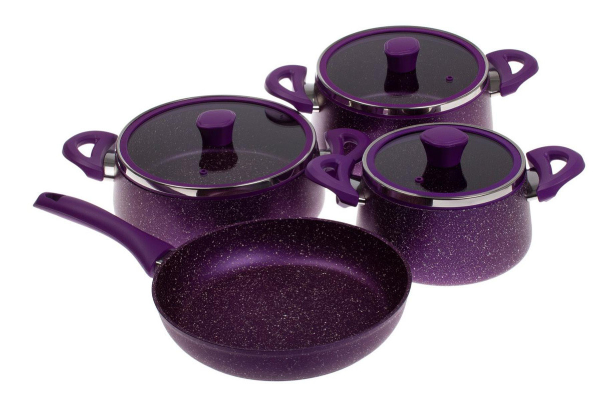 Набор посуды TAC, покрытие «Гранит», 7 предметов, пурпурный - фото 1 - id-p168531856