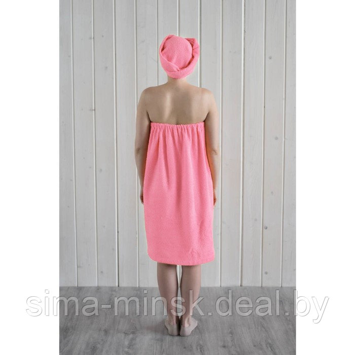 Набор женский для сауны (парео+чалма) с вышивкой, розовый - фото 5 - id-p168538566
