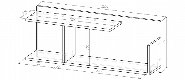 Полка навесная Мебель-класс Имидж-2 (Венге/Дуб Шамони) - фото 2 - id-p121070080