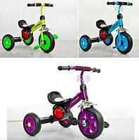 Трехколесный велосипед. ПВХ колеса,музыкальная подсветка. Расцветки:салатовый,оранжевый,фиолетовый,синий. В