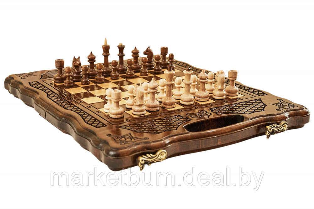Шахматы + нарды резные 139 с ручкой 30, Haleyan - фото 1 - id-p168589776