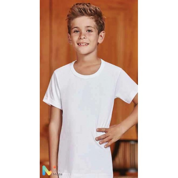 Бесшовная футболка для мальчика 122,128/64 белая BERRAK 1502
