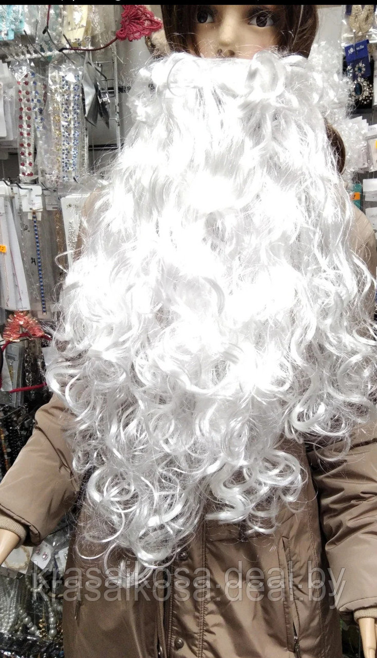 Борода Деда мороза белая длинная карнавальная маскарадная новогодняя - фото 1 - id-p168608983