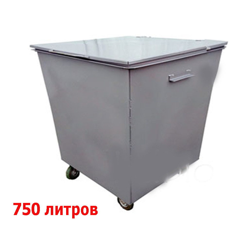 Бак для мусора контейнер метал 0,75 м3 на колесах с крышкой tsg - фото 1 - id-p130497540