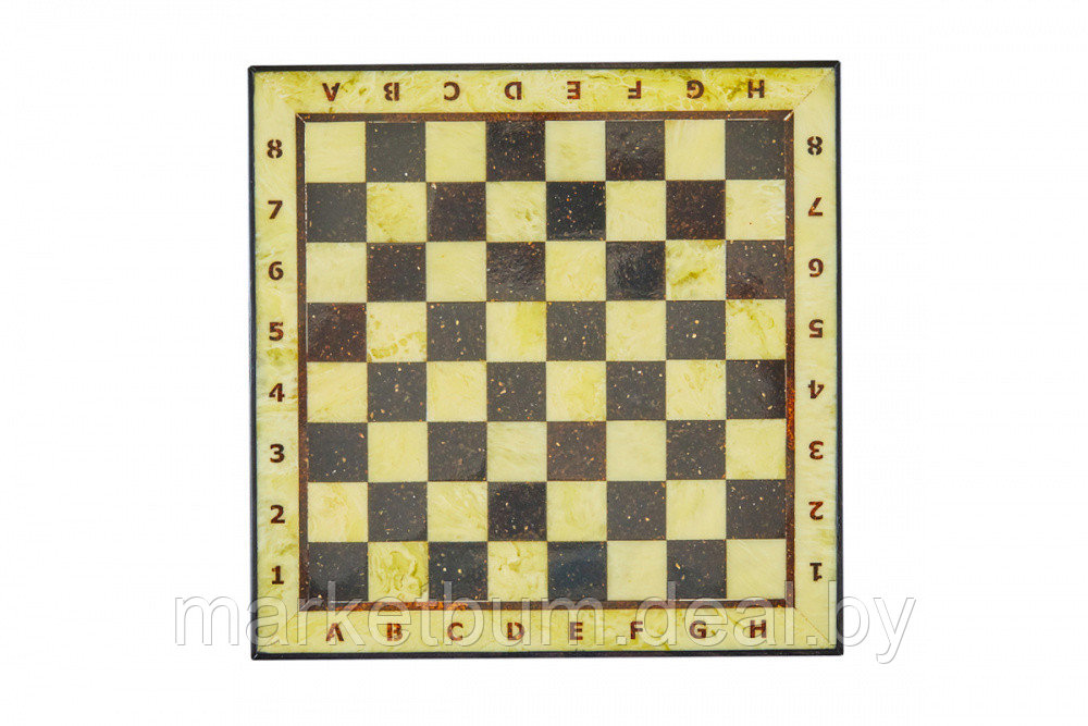 Шахматный ларец из янтаря с доской малый (дуб) 25*25 - фото 1 - id-p168611260
