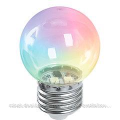 Лампа светодиодная : 1W 230V E27 RGB G45, LB-37 прозрачный быстрая смена цвета