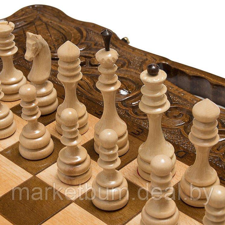 Шахматы + нарды резные "Антемион" 60 с ручкой, Haleyan - фото 2 - id-p168616230