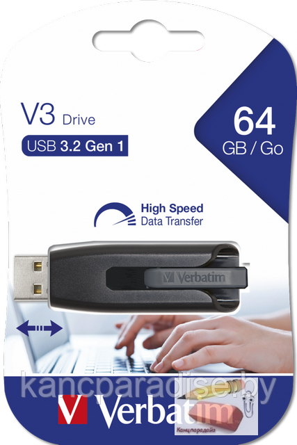 Флэш-накопитель Verbatim Store 'n' Go Drive V3, 64 Гб, USB 3.2 Gen 1, арт.49174 - фото 1 - id-p168617231