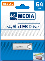 Флэш-накопитель металл 64ГБ USB 2.0 MyMedia MyAlu, серебро