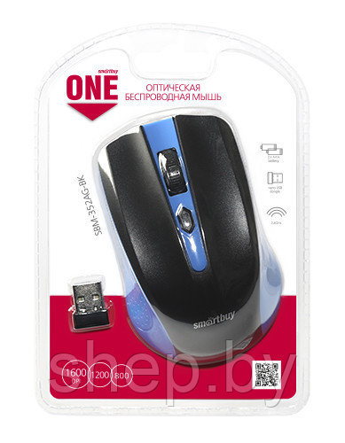 Мышь беспроводная SMARTBUY 352 ONE цвет: сине- черный (SBM-352AG-BK) - фото 4 - id-p168618012