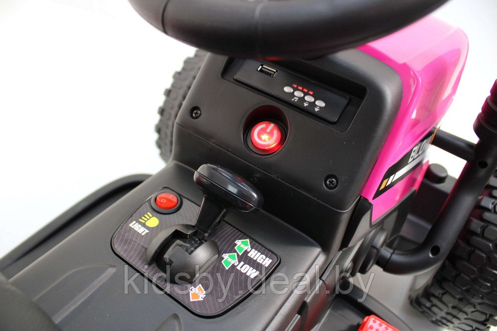 Детский электромобиль RiverToys H444HH (розовый) трактор с прицепом и пультом - фото 6 - id-p162138797