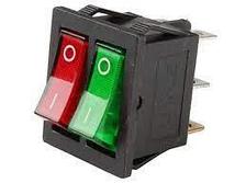Переключатель клавишный двойной 250V 15А (6с) ON-OFF с подсветкой красный/зеленый 36-2450
