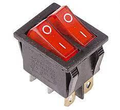 Переключатель клавишный двойной 250V 15А (6с) ON-OFF с подсветкой красный 36-2410 - фото 1 - id-p146002194