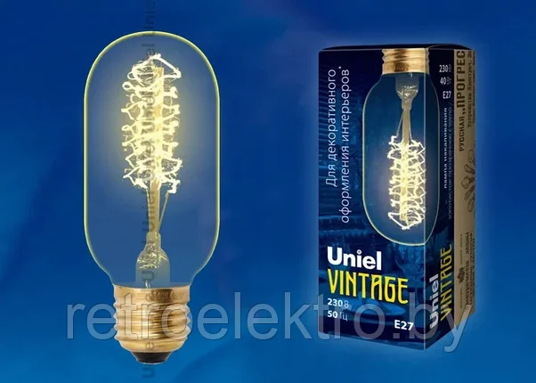 Ретро лампа накаливания Uniel IL-V-L45A-40/GOLDEN/E27 CW01, фото 2